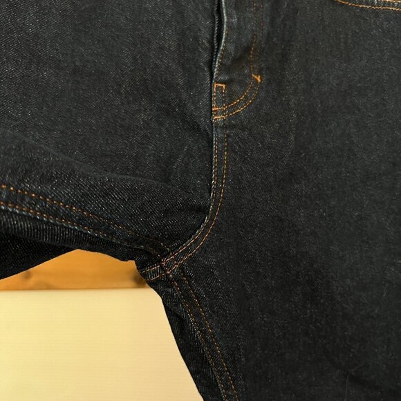 Zara High Rise Button Fly Straight Cropped Raw Hem Denim Jeans Dark Wash Sz 4‎ - Picture 4 of 13
